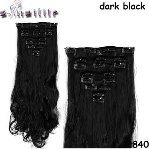 Open image in slideshow, S-noilite 100% REAL THICK  180G 8PCS FULL HEAD Clip in on Hair Extensions 18 Clips ins Curly Natural Hairpieces Synthetic Fiber
