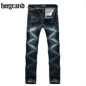 HEE GRAND 2018 Classic Men Scratched Jeans Black High Quality Solid Comfortable Male Jeans Casual MKN1011